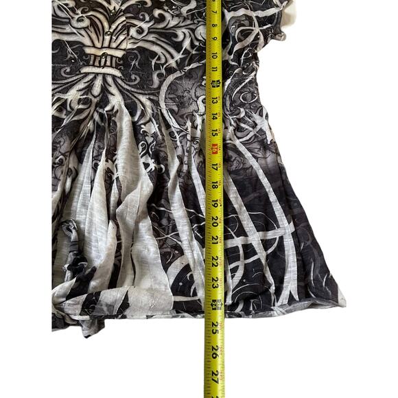 One World Live and Let Live Gray Tie Front T-shirt Women's Size Large | 47-13 - Picture 6 of 6